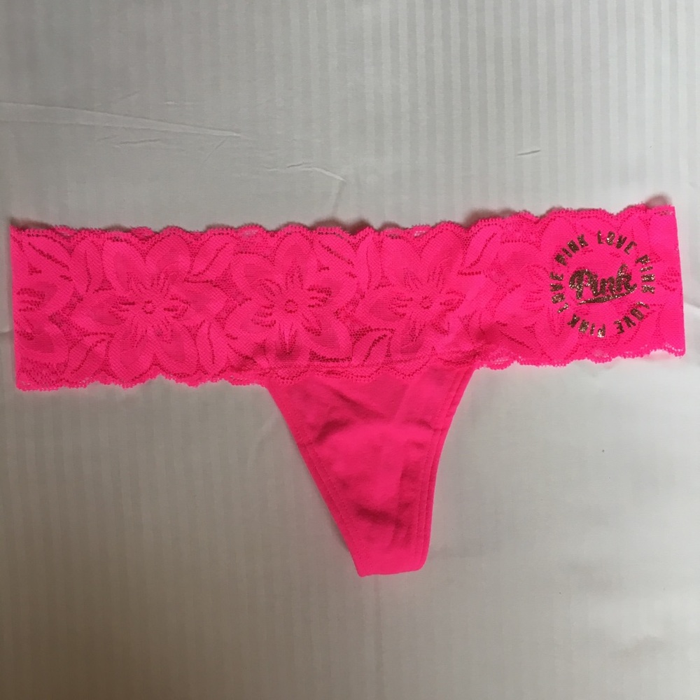 PINK Victoria’s Secret Neon Pink Lace Thong XS